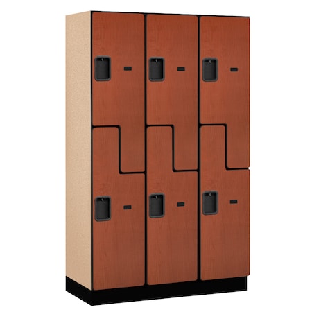 Salsbury Industries Wardrobe Locker, 45" W, 18" D, 76" H, (3) Wide, (6) Openings, Cherry 27368CHE